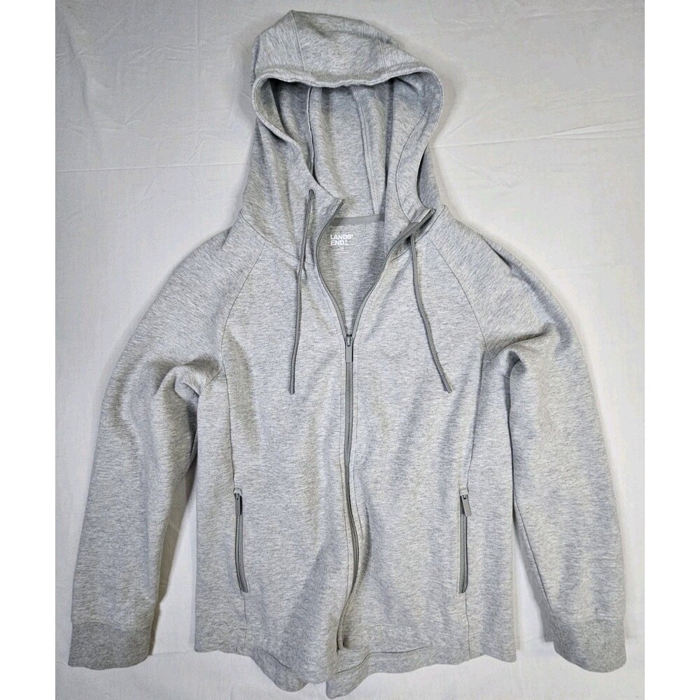Lands End Jacket Women's Size XS 2-4 Gray Hoodie Long Sleeve Full Zip